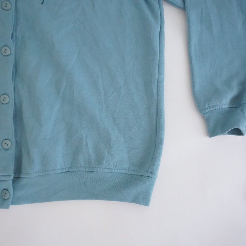 Vintage Shenanigans Blue Floral Embroidered Cotton Blend Cardigan Cottagecore M - Picture 5 of 9